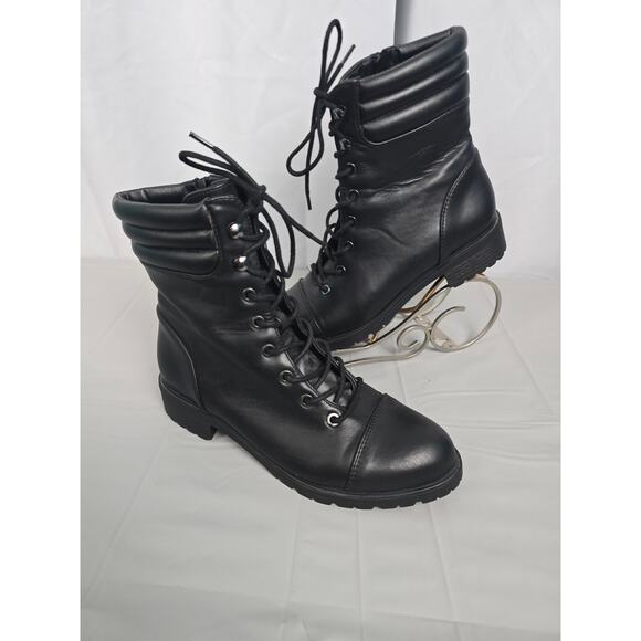 Express Y2K Chunky Women's 8 Combat Boots Goth Grunge Lace‎ Steam Punk - Picture 8 of 16